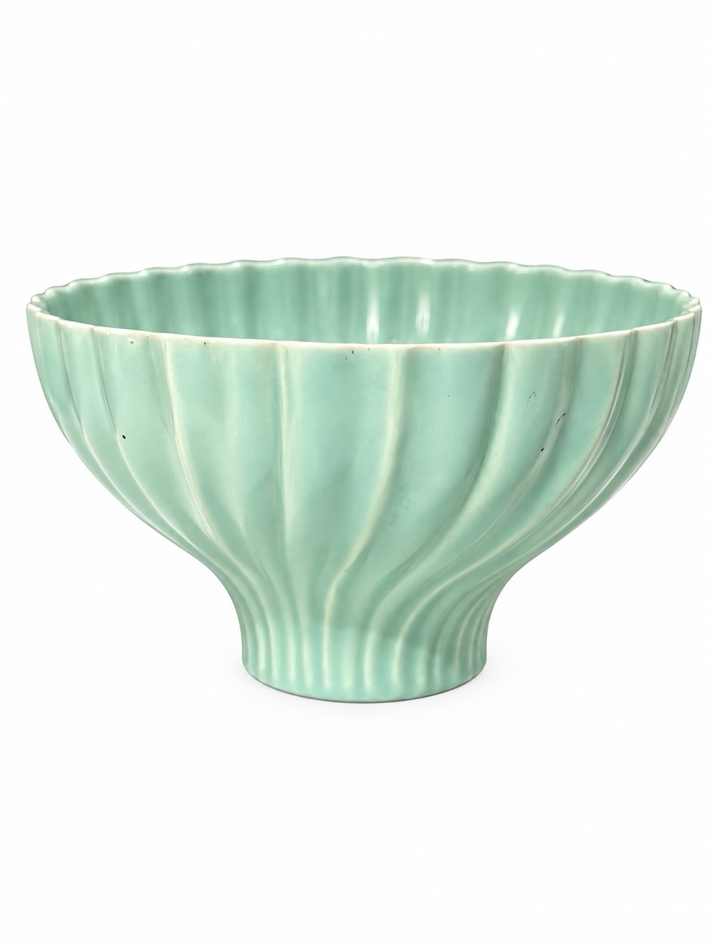 VINTAGE! Haeger-Style Seafoam Green Fluted Ceramic Planter/Bowl